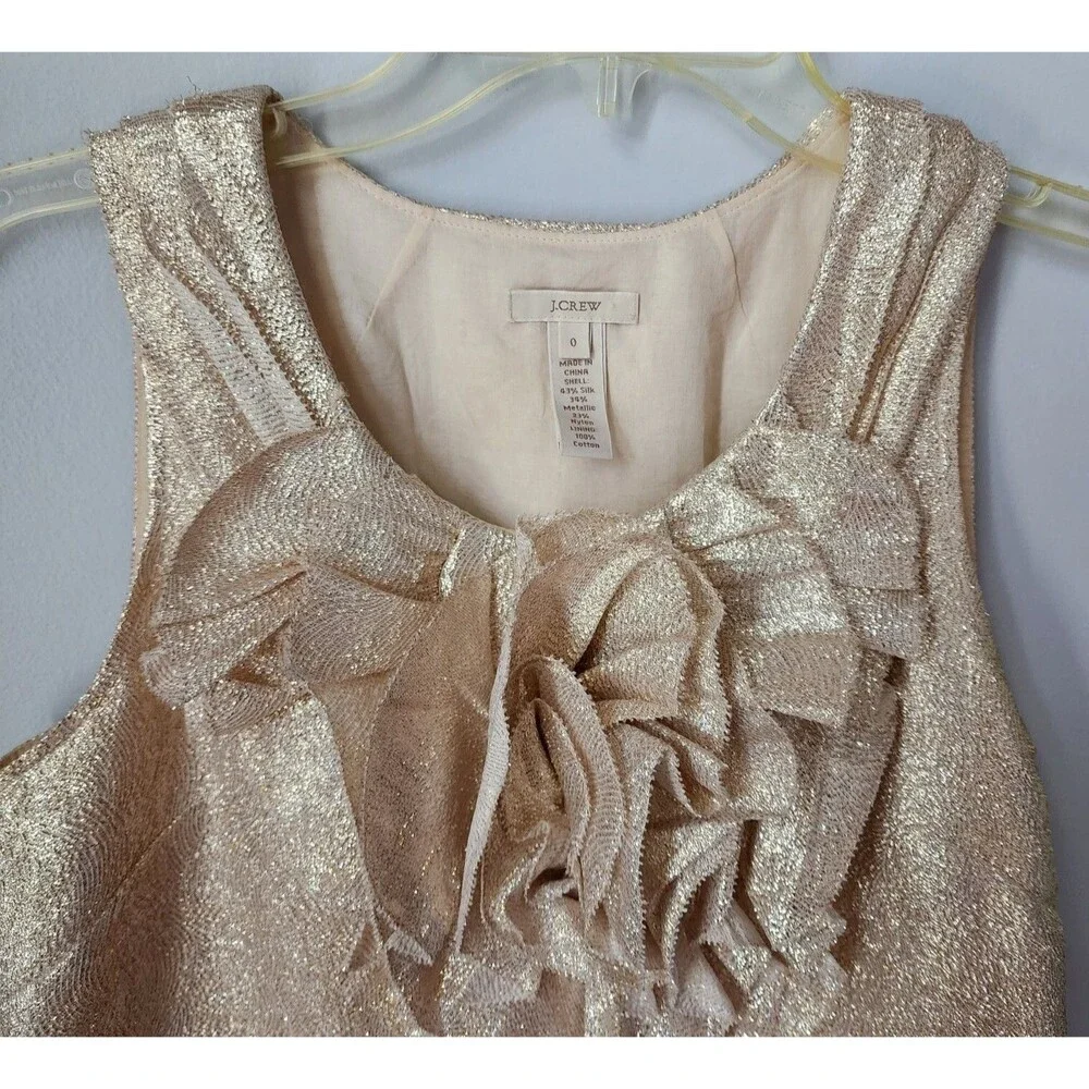 J Crew Gypsy Rose Metallic Cami top blouse silk Size 0 Women’s Shimmering Gold